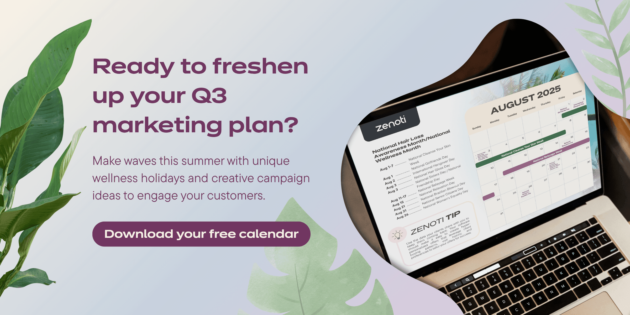 Q3 salon and spa marketing calendar