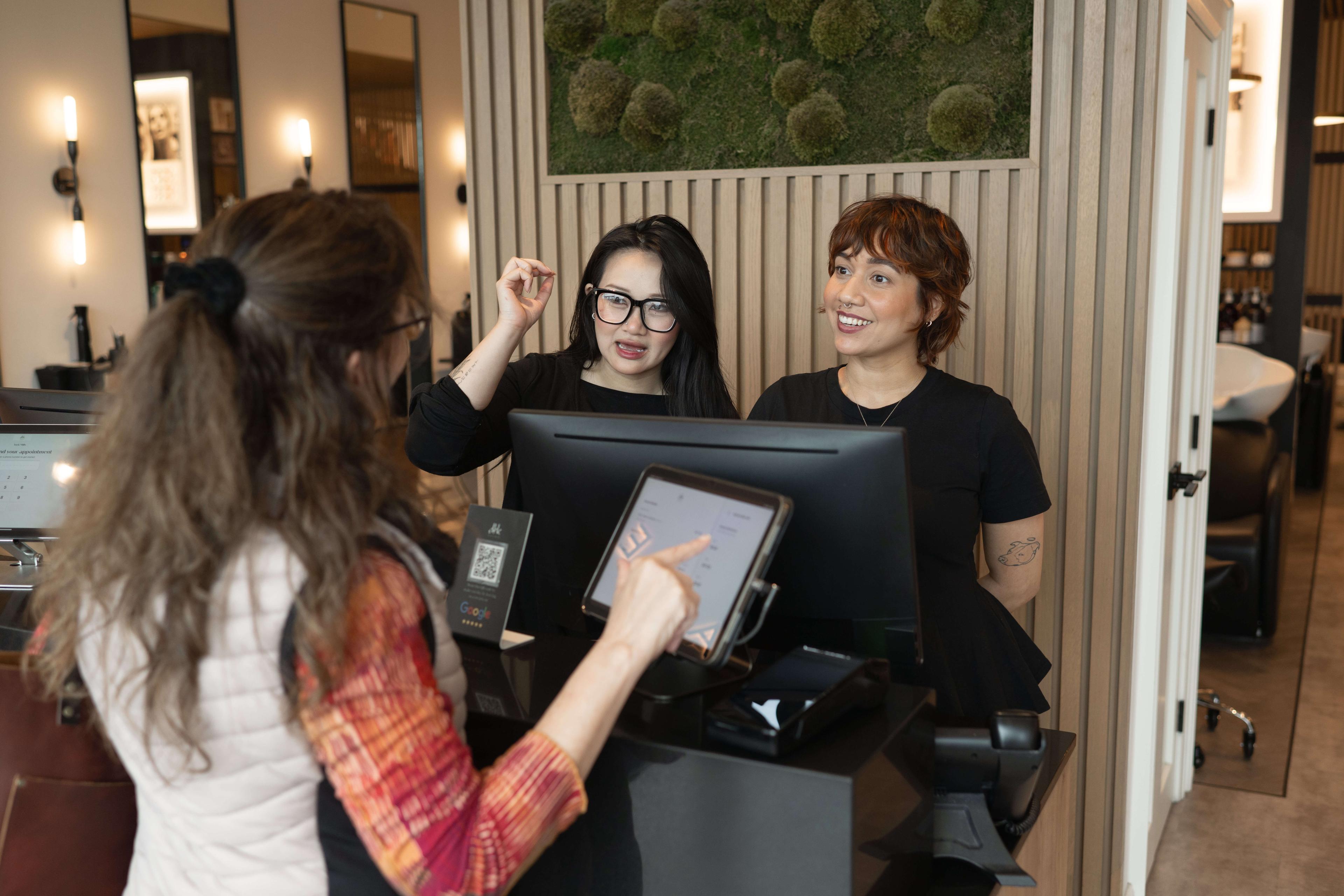 Busy salon, representing client retention