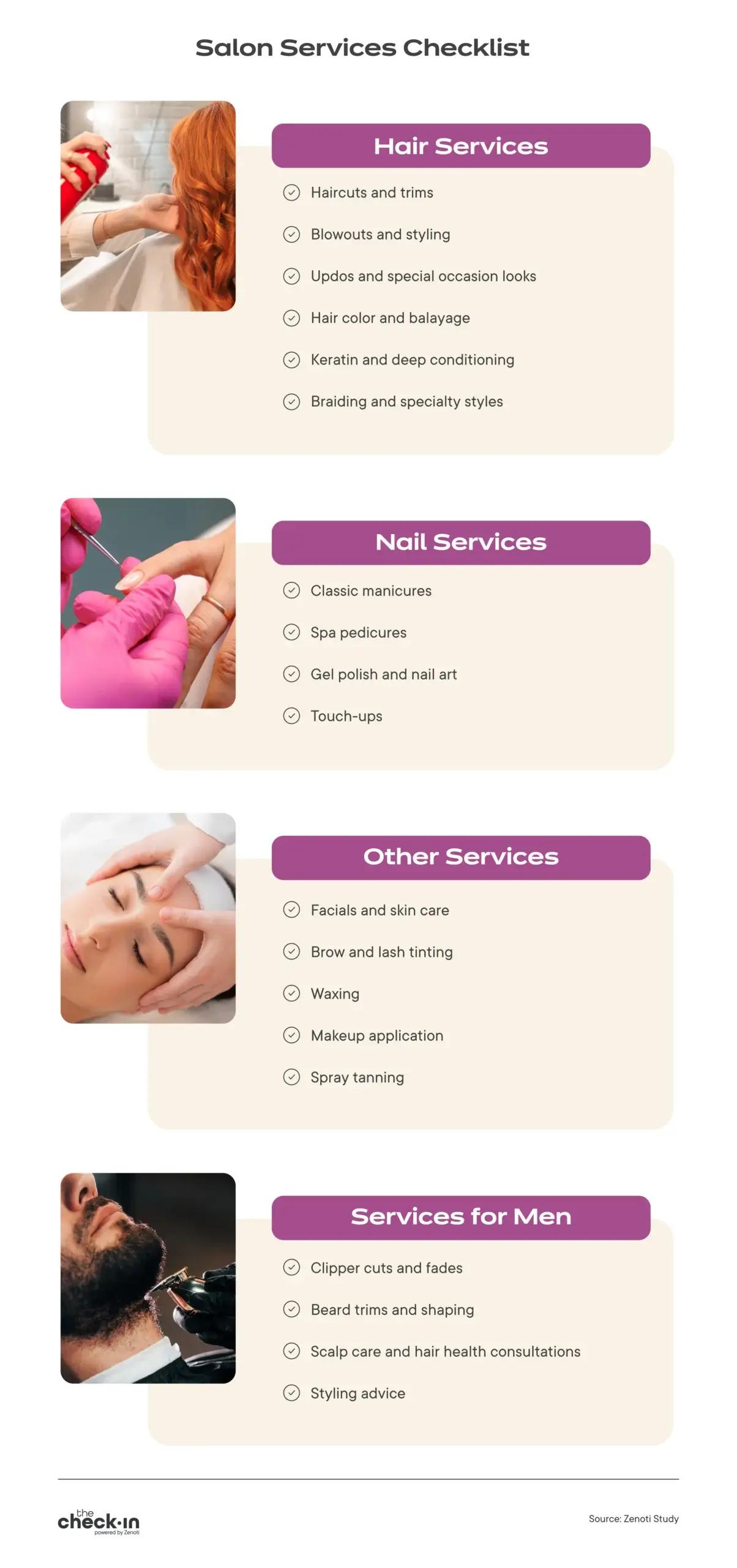 Salon services checklist