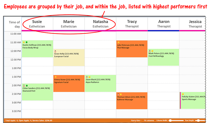 Sort employees by job & performance
