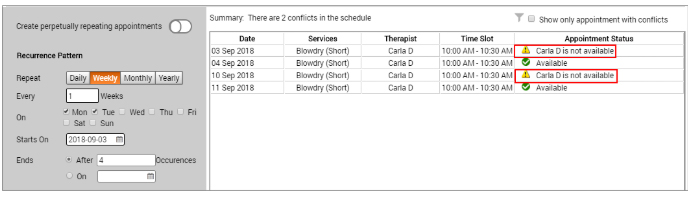 Create prepectually Repeating appointments