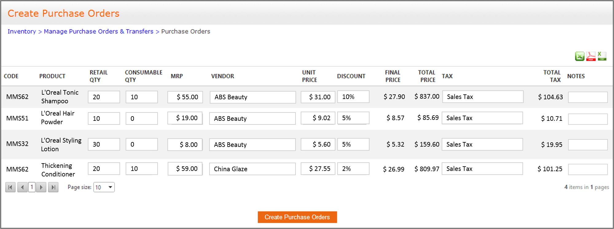 Auto Purchase Orders