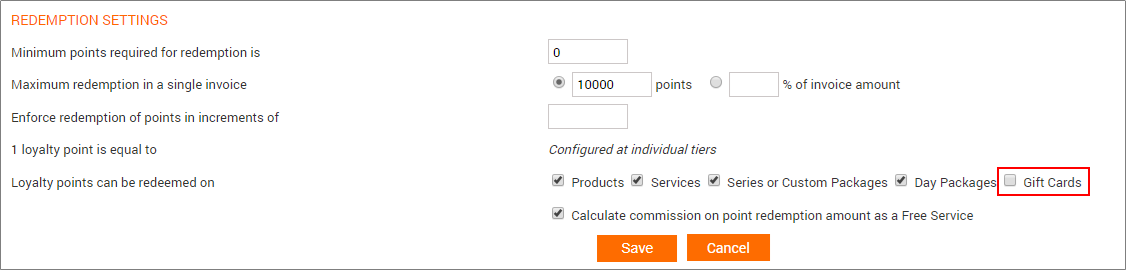 Allow Loyalty Points Redemption on Gift Cards