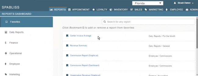 An intuitive search feature enables you to quickly find reports as you type their name or category.