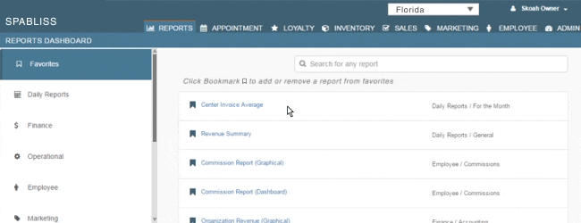 easy-to-navigate side panel makes it easy to quickly switch between reports