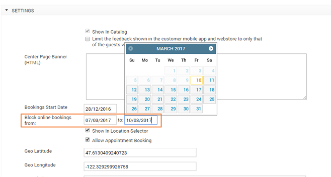 RESTRICT ACCESS TO CERTAIN DATES FOR ONLINE BOOKING