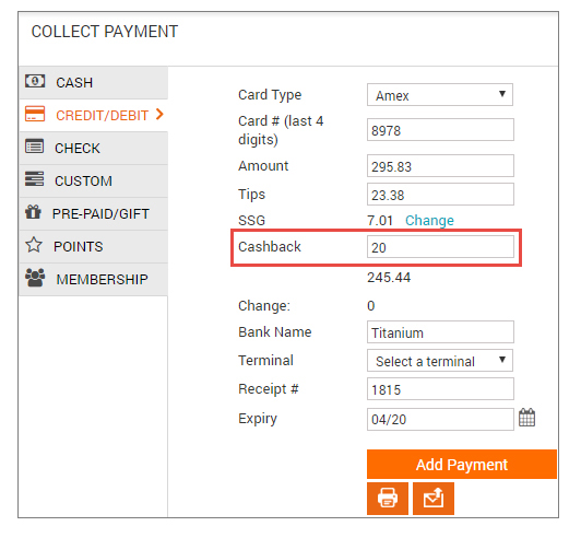 Payment page
