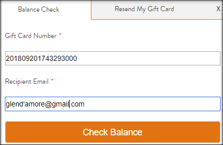 Gift Card balance check