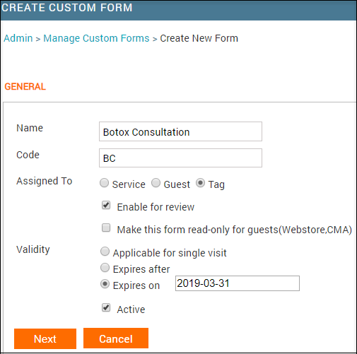 Custom form  Creation