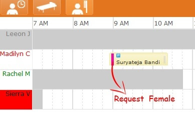 Customer's specific request for female stylist