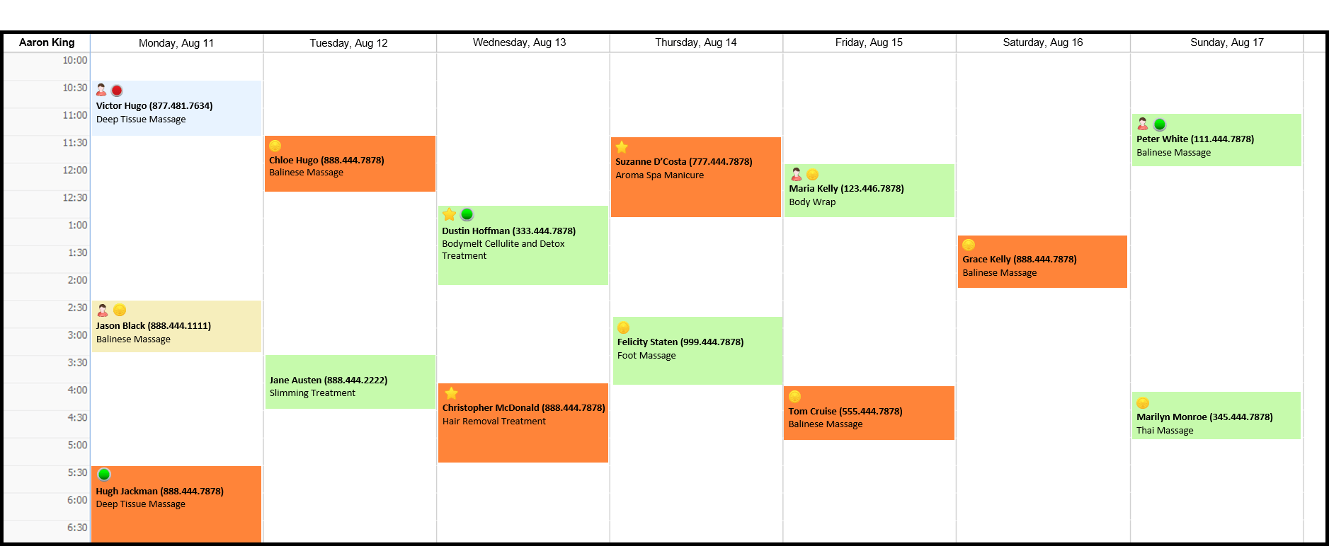 Print employee's weekly schedule - appointment book