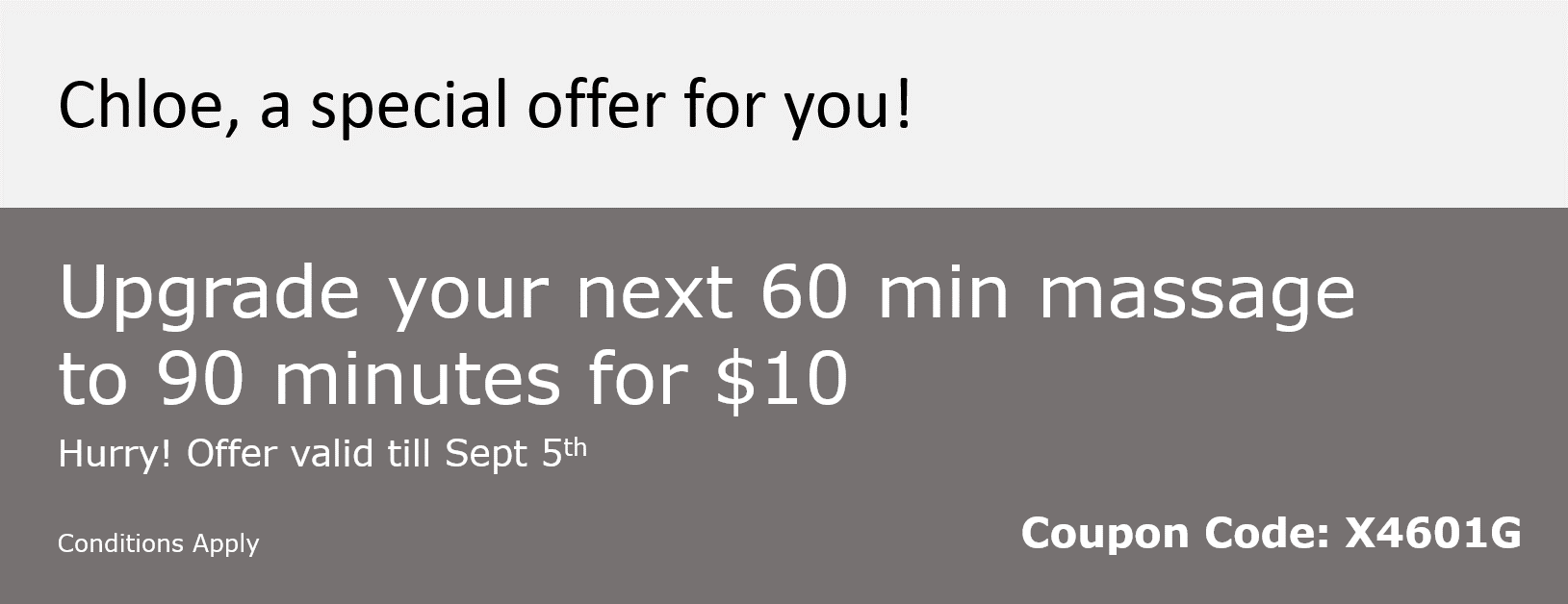 Custom targeted coupon - Upgrade a service - sample