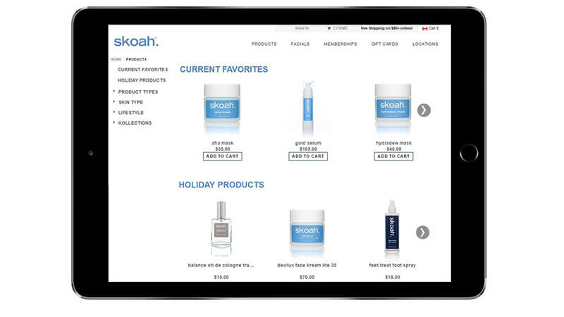 Skoah webstore for mobile