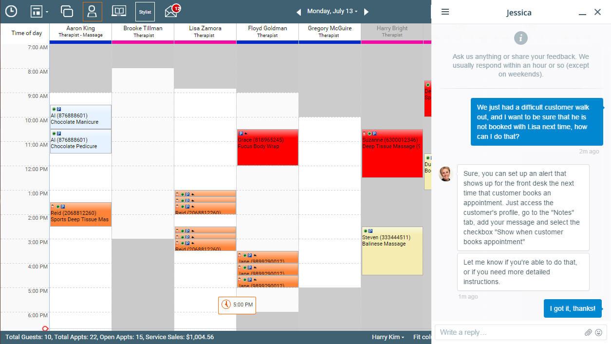 Improving customer support - appointment booking screen