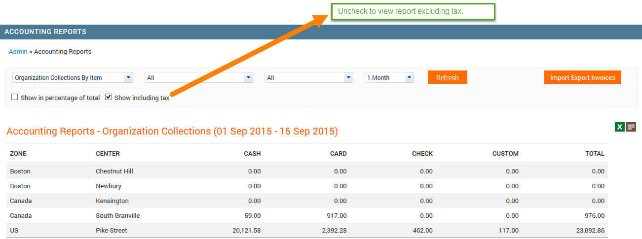 INCLUDE OR EXCLUDE TAX IN COLLECTION REPORTS