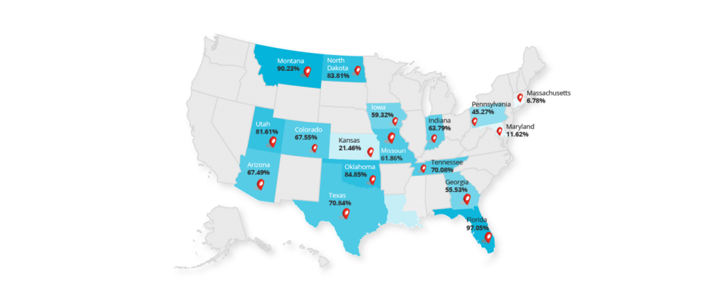 live heat map and weekly trends by state