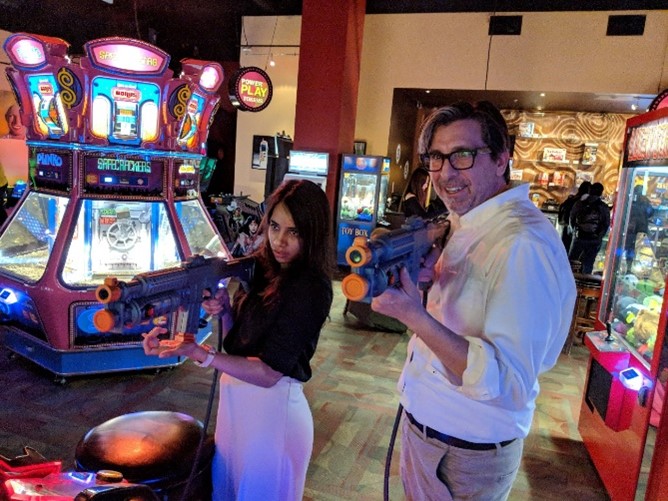 Saniya playing in a fun city during the early days at Zenoti