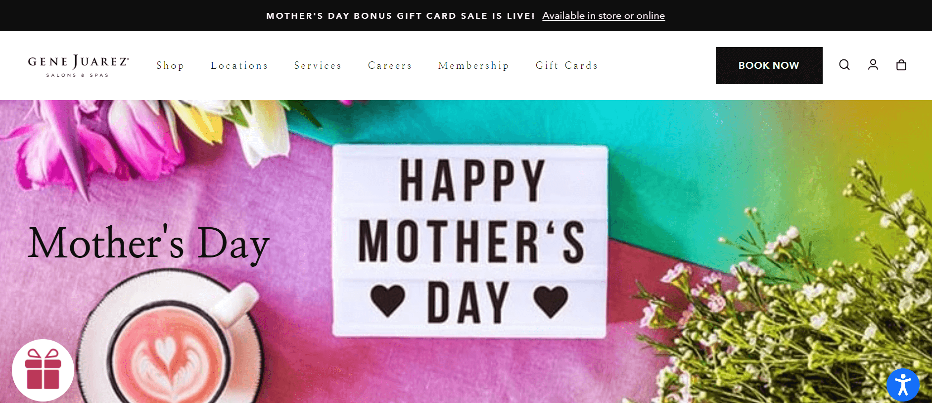 Website screenshot of the Gene Juarez Mother’s Day page
