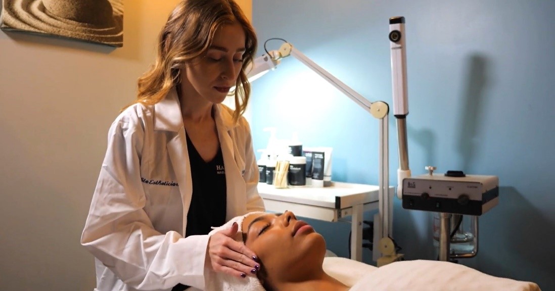 A person getting a facial massage