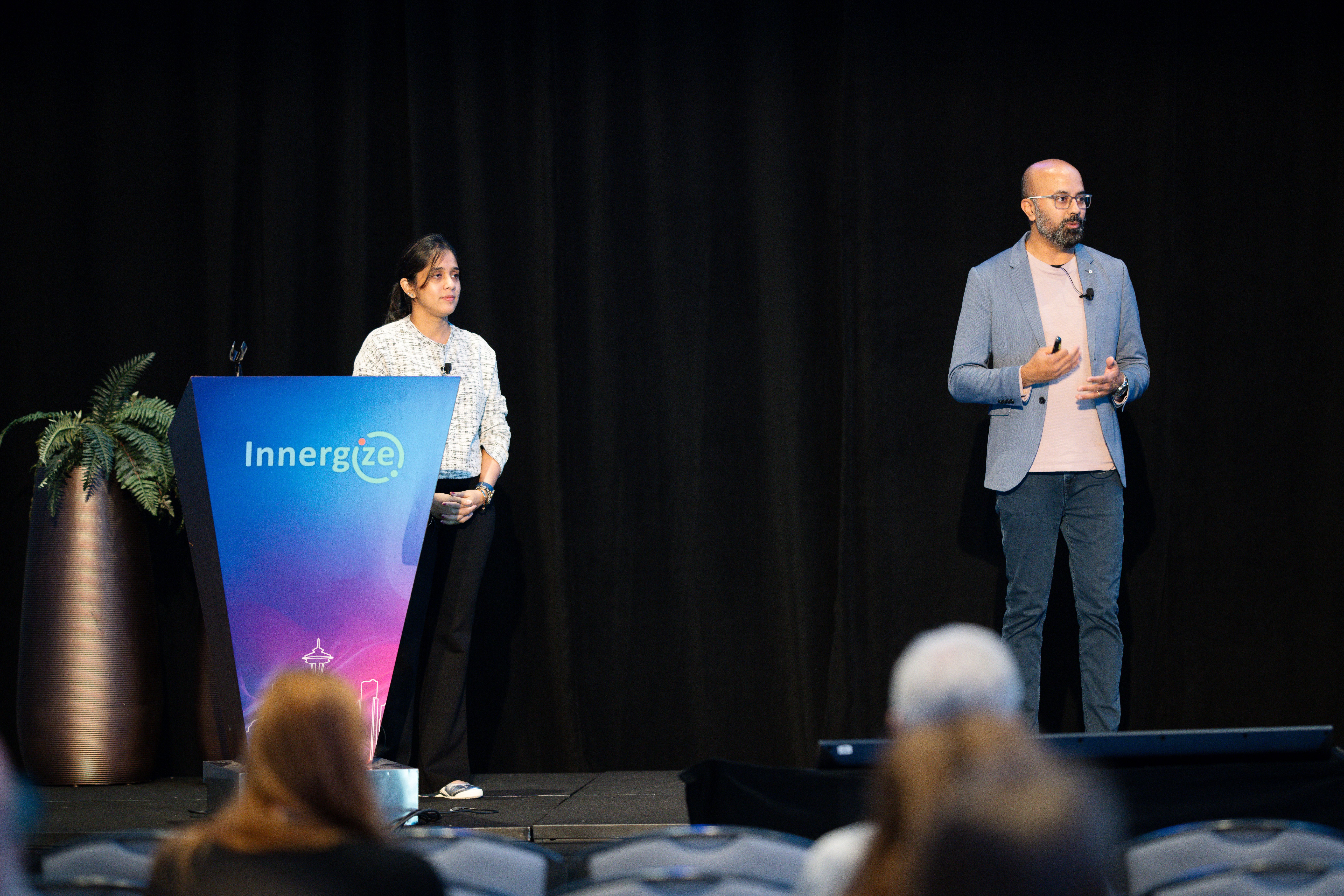 Zenoti product experts Sunayana Reddy and BK Narayanan presenting at Innergize 2025
