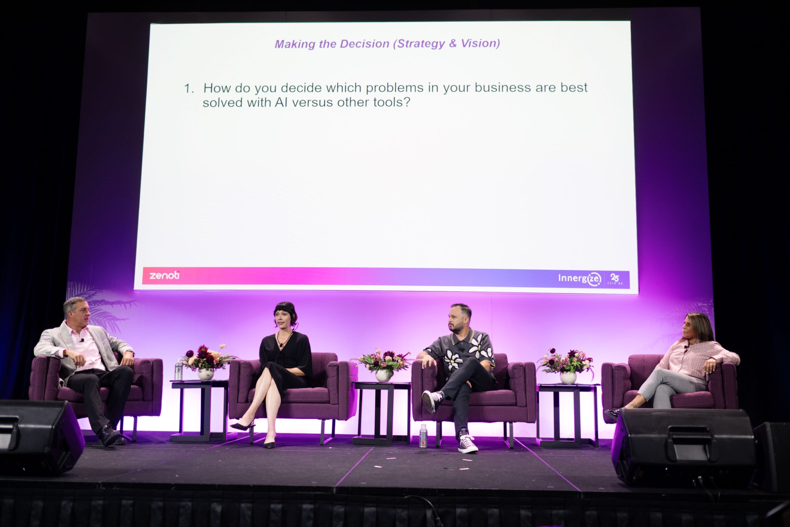 Innergize 2025 panel on AI adopters (Lunatic Fringe Salon, Foxy Box, and Skin Laundry) crushing their business goals